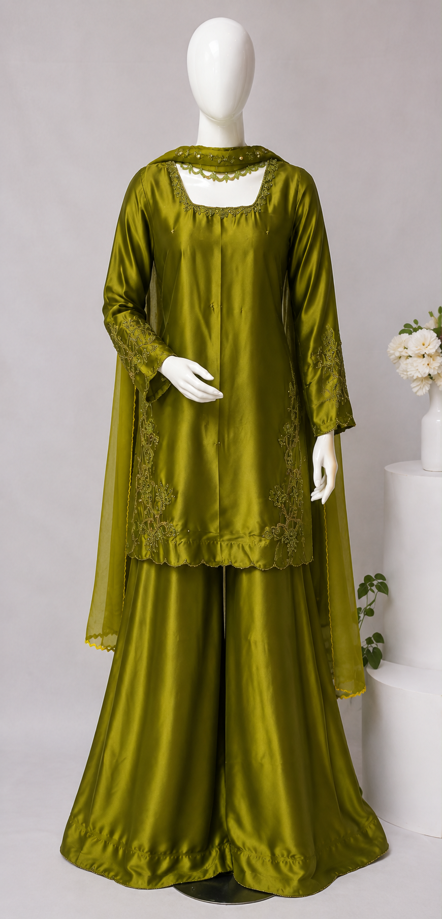 Olive Green square neck