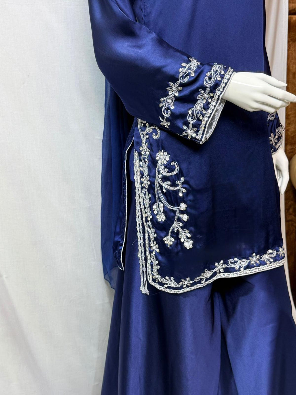 Navy Blue 1980 Choker Dupatta style